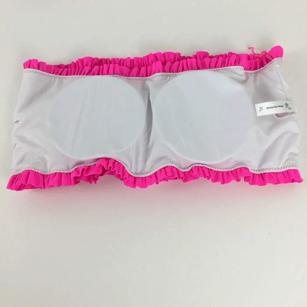 Beachsissi Bandeau Bikini Top Hot Pink Smocked XL New
